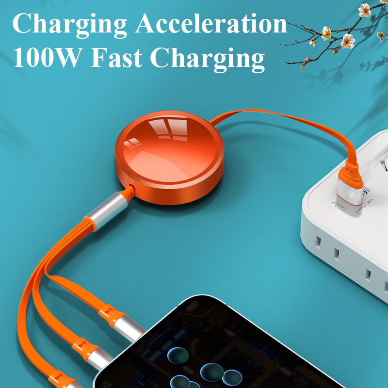 Wholesale High Quality 3 in 1 Retractable Charge Data Cable Custom Logo Business Gift Luxury Quick Charger Set Promotional Gifts