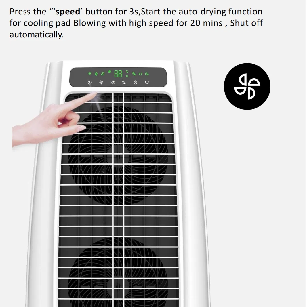 Portable Evaporative Desert Air Cooler with 6000CMH Airflow and 50L Tank