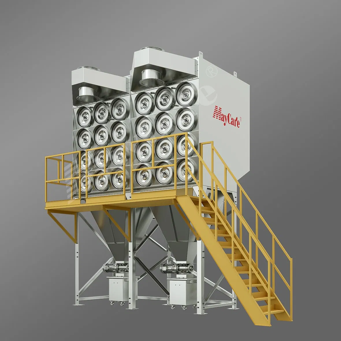 Maycare Big Airflow Horizontal Industrial Cartridge Filter Dust Collector for Shot Blasting