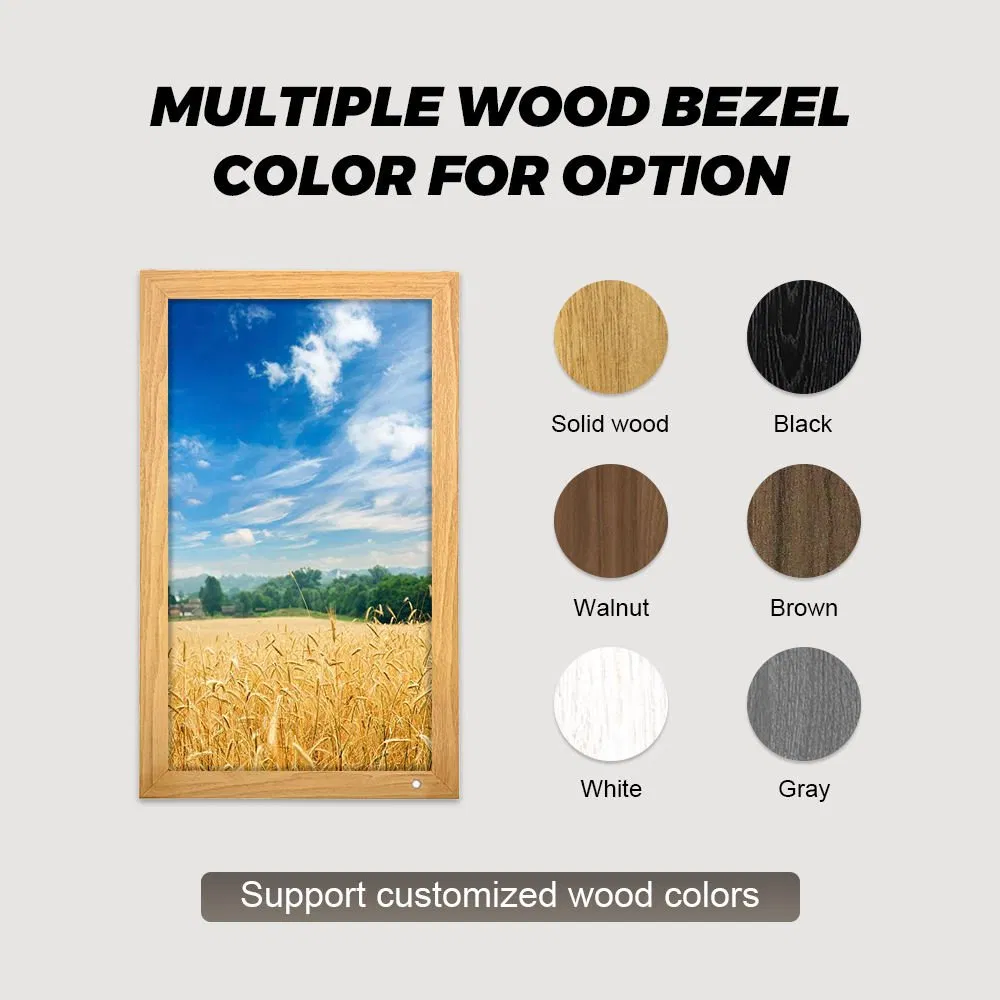 Wholesale Wood Digital Photo Picture Viewer Ultra Slim 21.5 Inch Picture Digital Photo Frame for Commercial Advertising Display