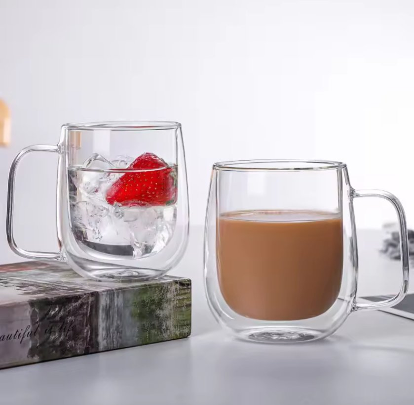 Factory Pricewholesale Eco-Friendly High Borosilicate Coffee Double Wall Glass Cup with Handle