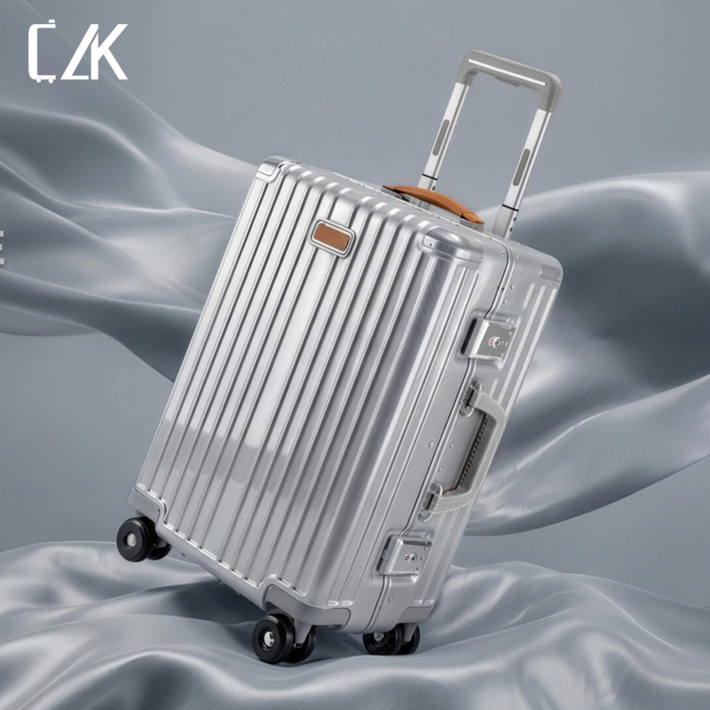 Premium Glossy PC Shell with Microfiber Leather Handle Retractable Luggage Hook System Tsa Lock Durable Travel Luggage