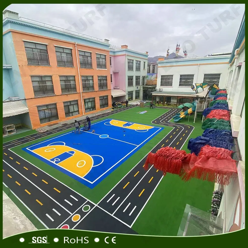 UV-Resistance Durable Comfortable Cartoon Images Anti-Fire Decoration Artificial Grass Carpets for Children Playground