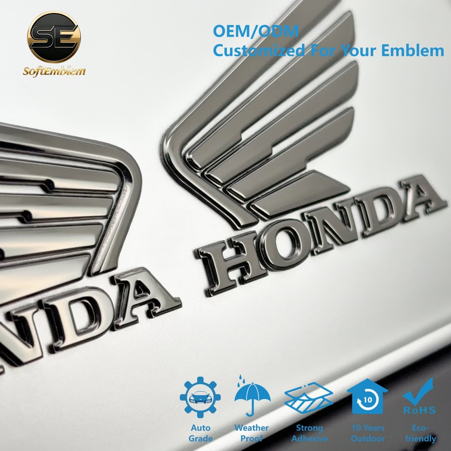 Cost-Effective Customizable 3D Flexible Soft Metallic Car Emblem for Motorcycle Parts