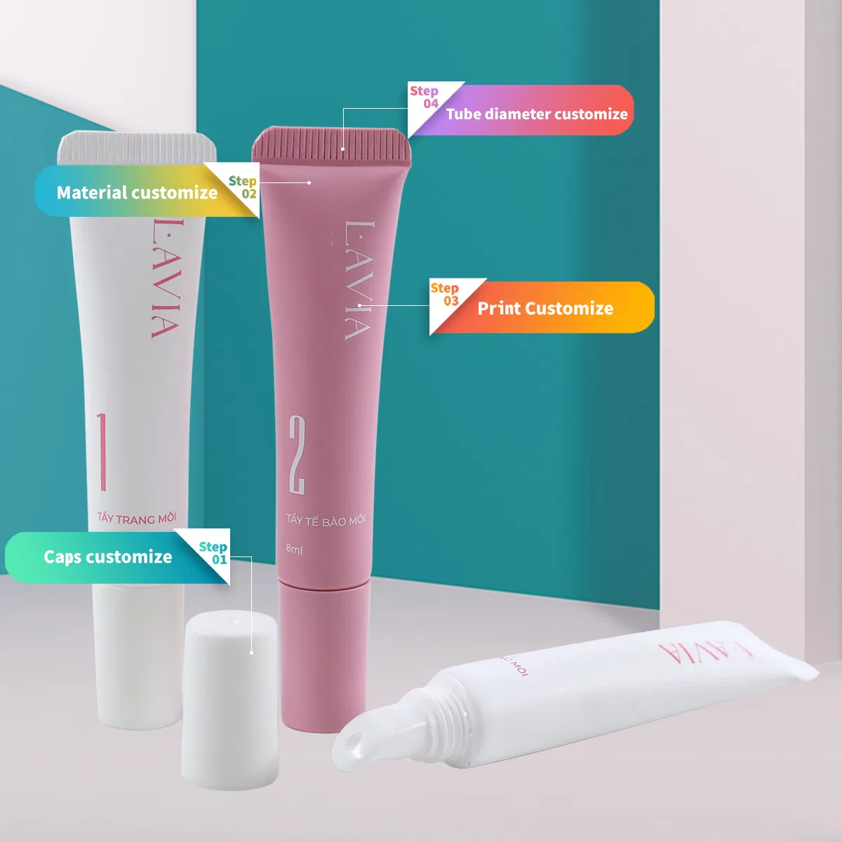 8ml 8g Lip Balm Eco Friendly Plastic Packaging Empty Cosmetic Squeeze Tube Custom Lip Gloss Tubes