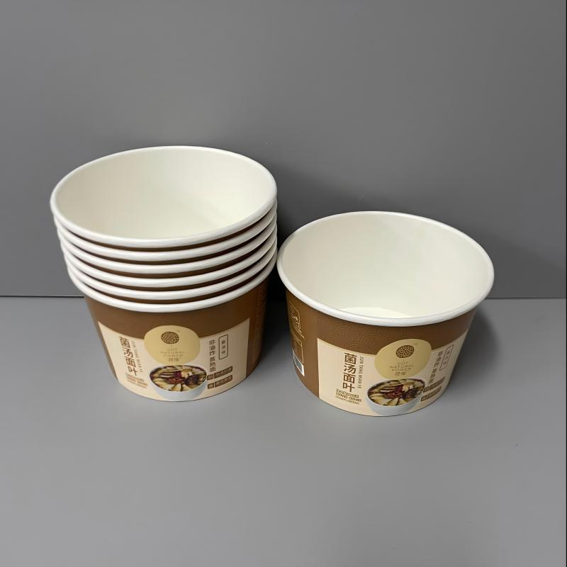 Hiro Eco Friendly Disposable Takeaway Food Container Kraft Paper Noodle Bowls Hot Soup Cup with Paper Flat Lid