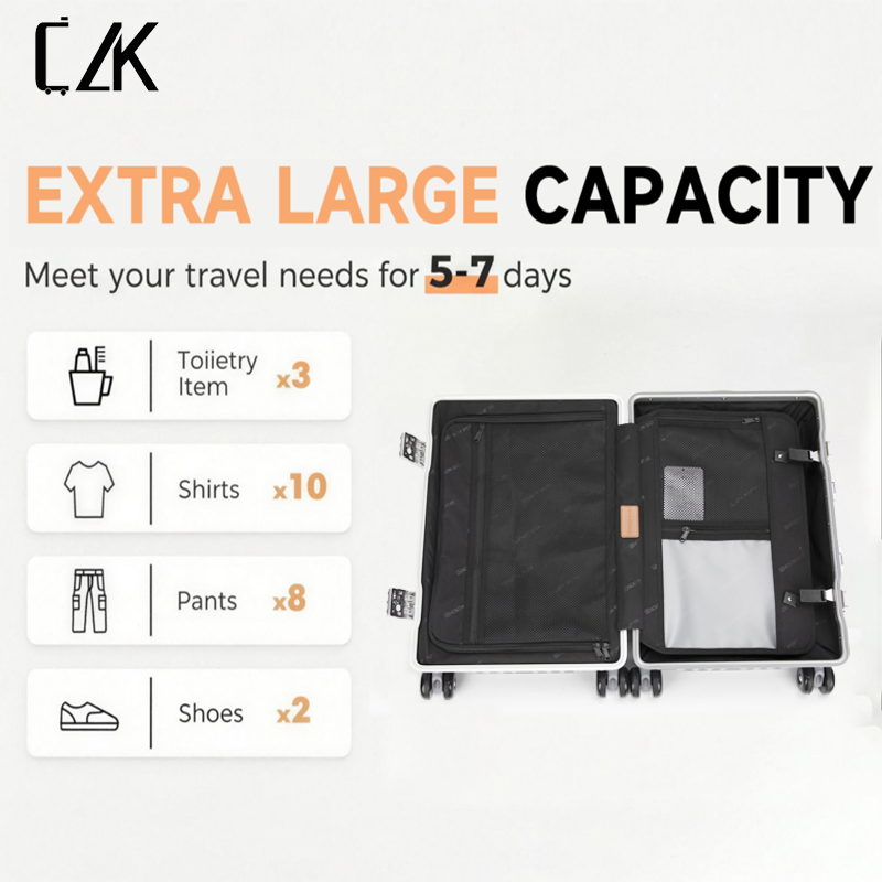 Premium Glossy PC Shell with Microfiber Leather Handle Retractable Luggage Hook System Tsa Lock Durable Travel Luggage