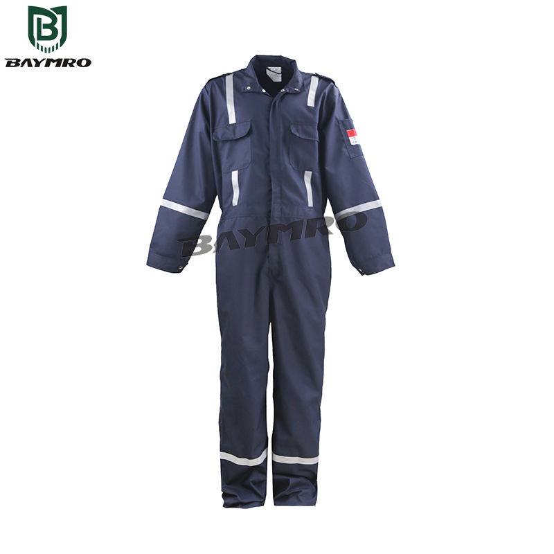 Navy Blue Cotton Reflective Protective Safety Work Cloth Fire Resistance Coverall En11612