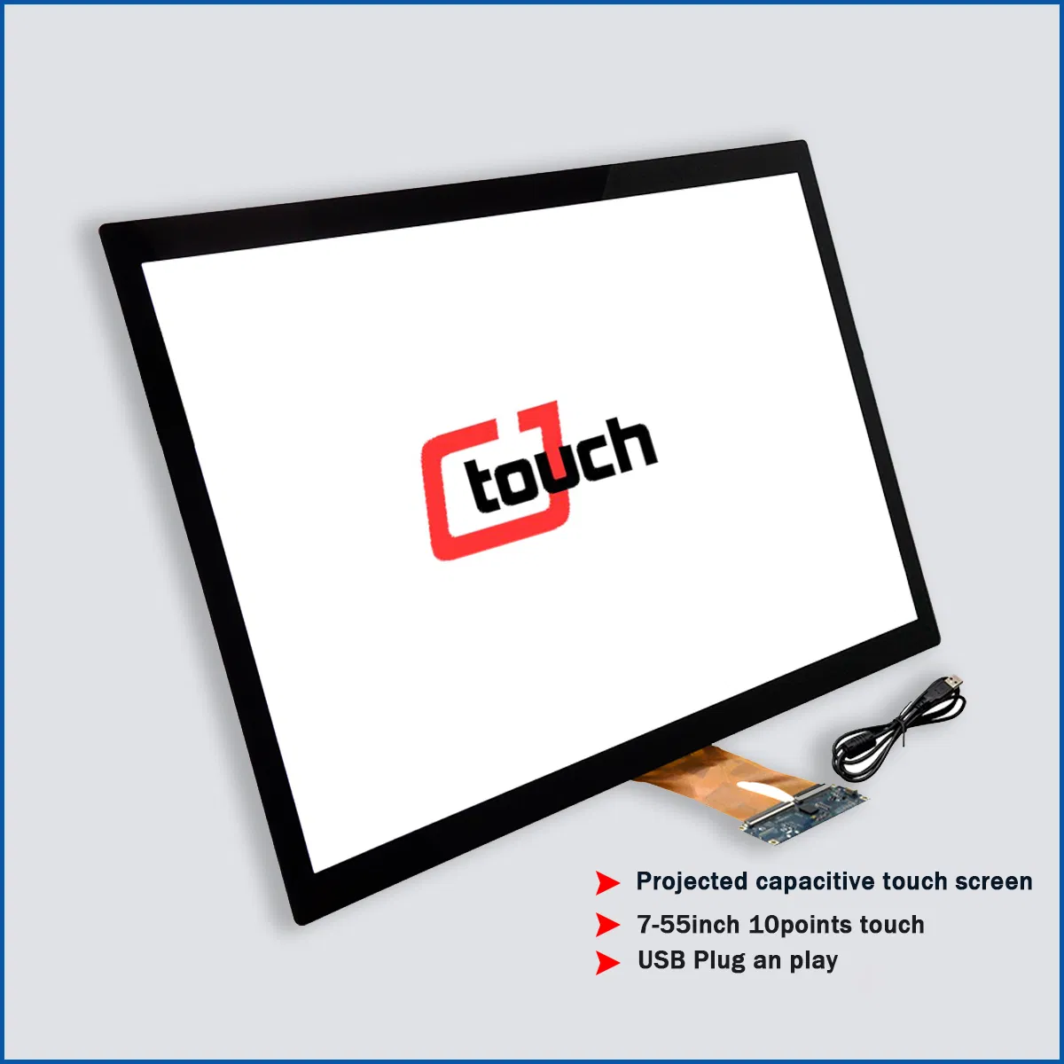 18.5 Inch Pcap Touch Screen Overlay Kit with USB Controller Projected Capacitive Touch Screen for LCD Display