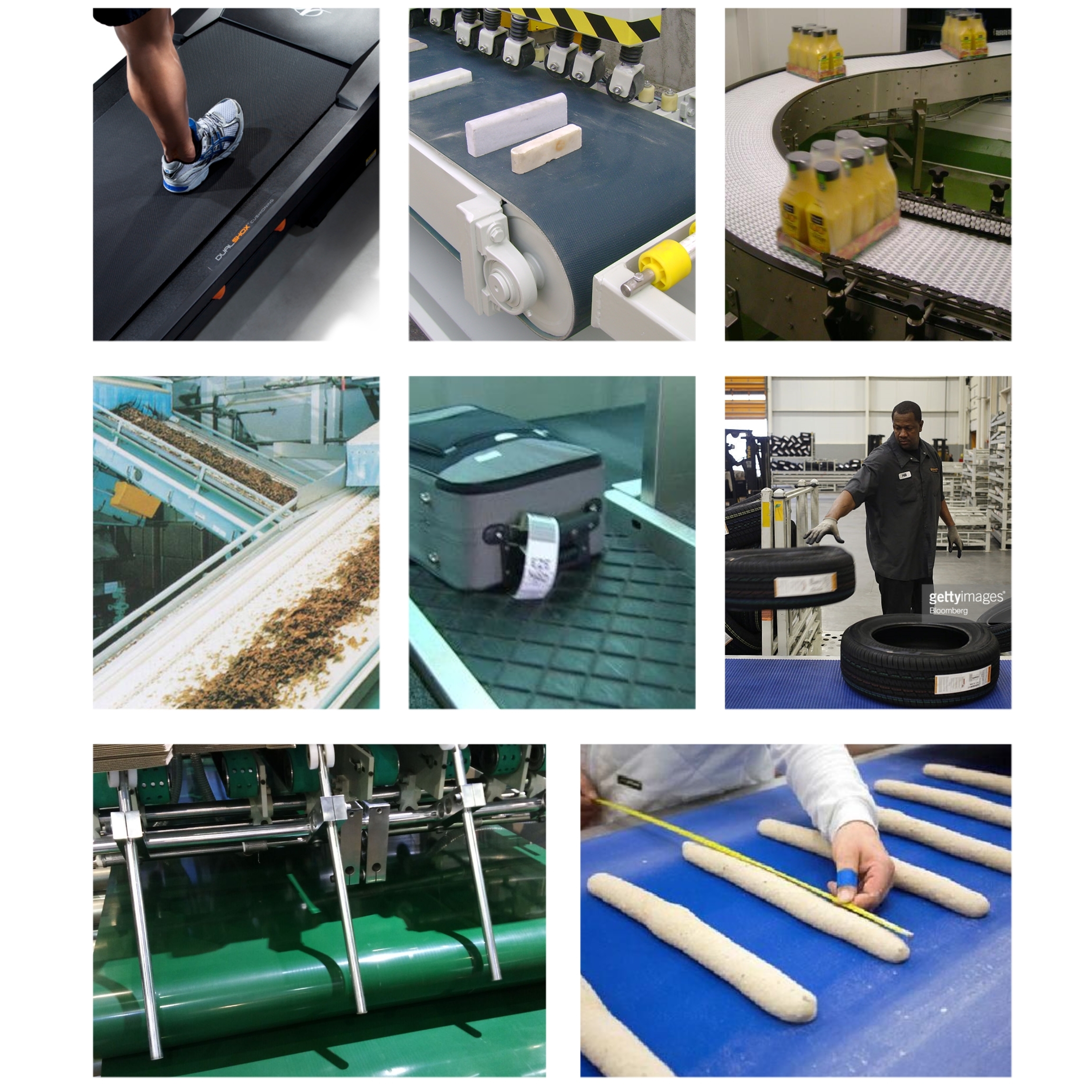 Food Processing Flat Transport Diamond Pattern Blue PU Conveyor Belt