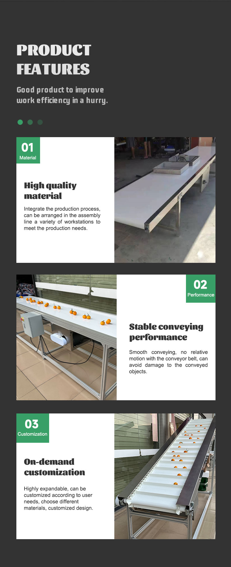 Industrial Restaurant Automated Tripper Belt Conveyor Zero Pressure Accumulation Flat Tracking Conveyors Food-Grade Conveyor
