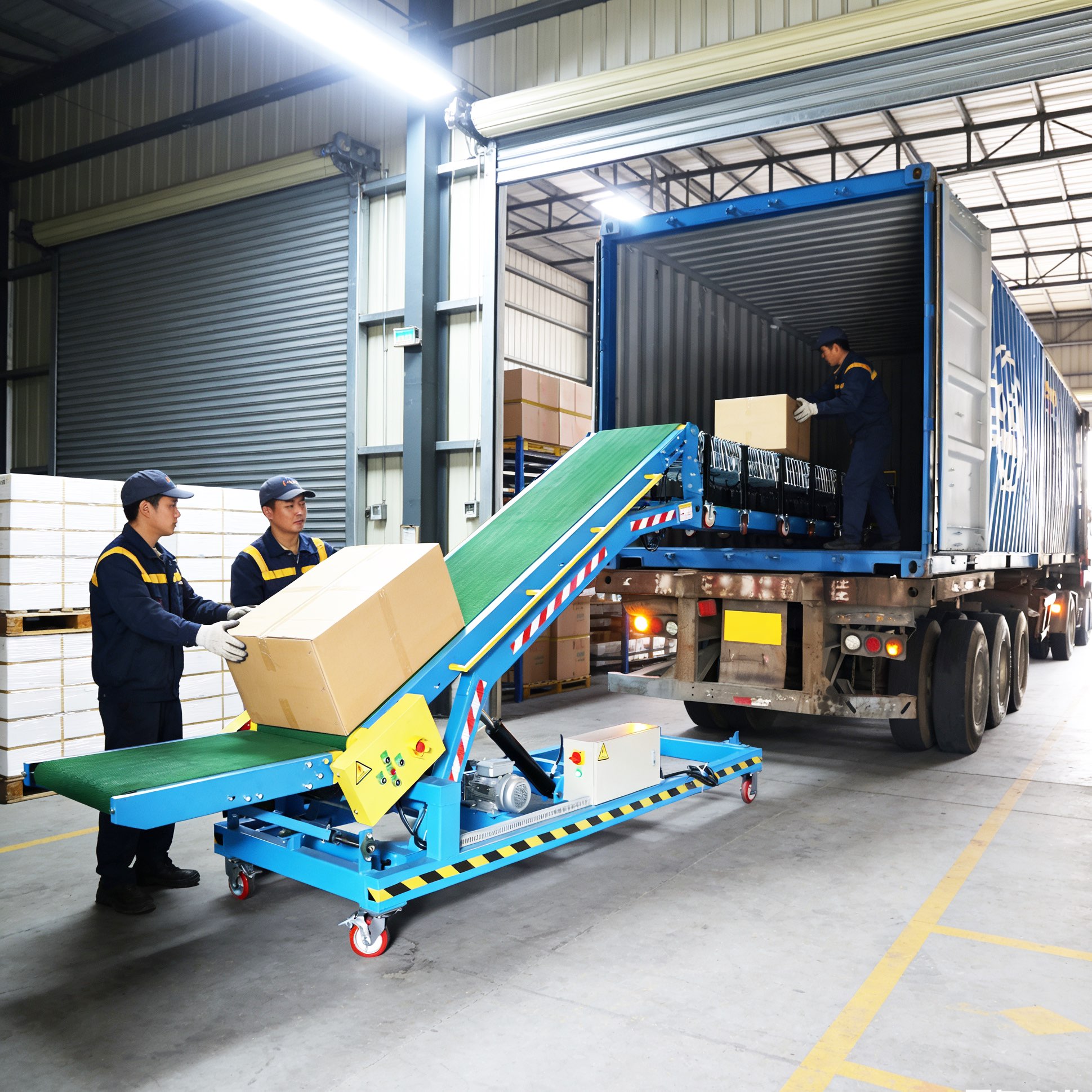 Adjustable Speed Mobile Automatic Belt Conveyor For Truck Container Loading Unloading For Warehouses And Distribution