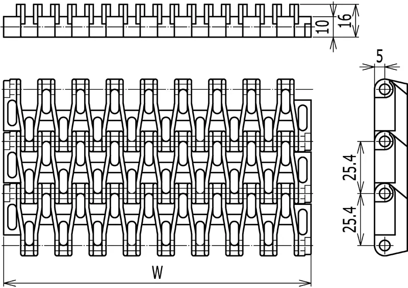 Modular Straightrun Linear Transmission Plastic Conveyor Belt