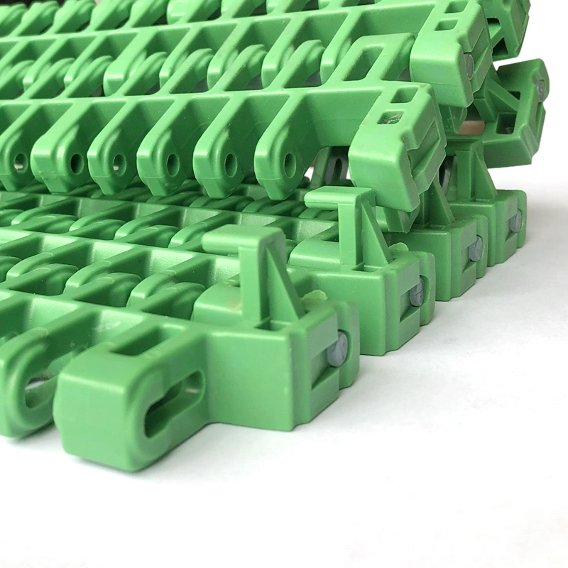 Haasbelts Plastic Conveyor Chain Is615 Radius Flush Grid with Pop-up Flights Modular Belt