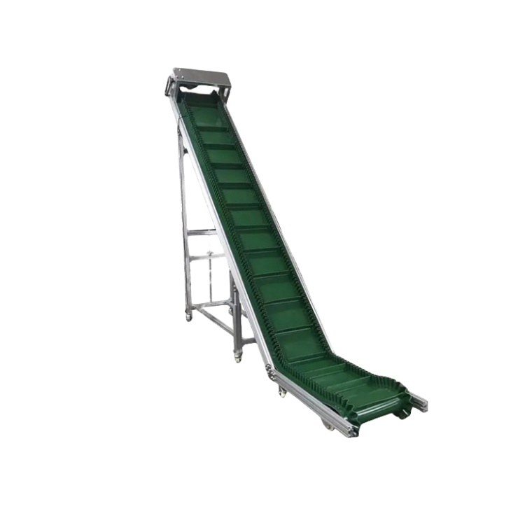 Moveable 120v 220v Green Lifter Climbing Pu Elevator Belt Conveyor with Scraper Cleated Belt for Potato Chips