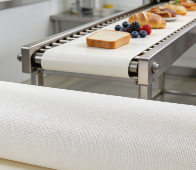 Heat Resistant PTFE Coated E-Glass Fiberglass Fabric FDA Grade Conveyor Belt for Food Processing