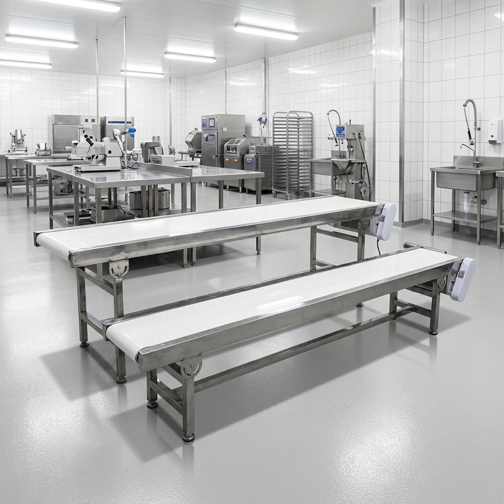 Food Grade PU Belt Conveyor RE Approved Sanitary Line for Food Processing Industry