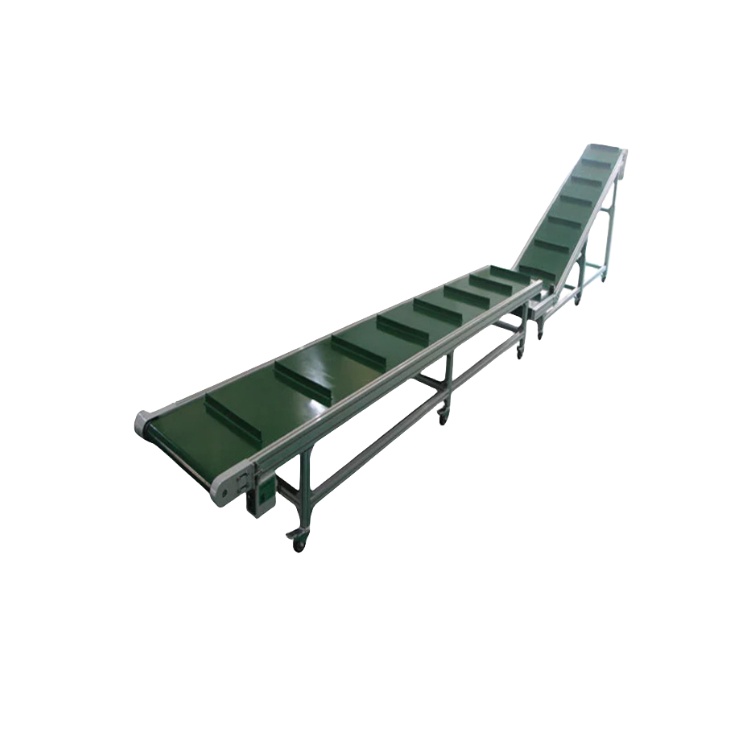 Moveable 120v 220v Green Lifter Climbing Pu Elevator Belt Conveyor with Scraper Cleated Belt for Potato Chips