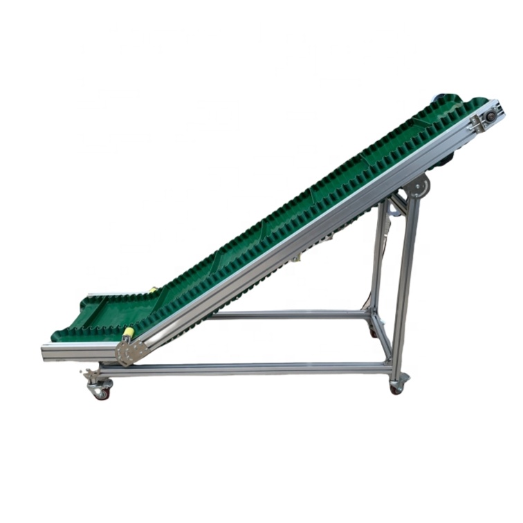 Hay Grain Loading Unloading Line Automatic Green PVC Cleated Belt Conveyors Aluminum Frame