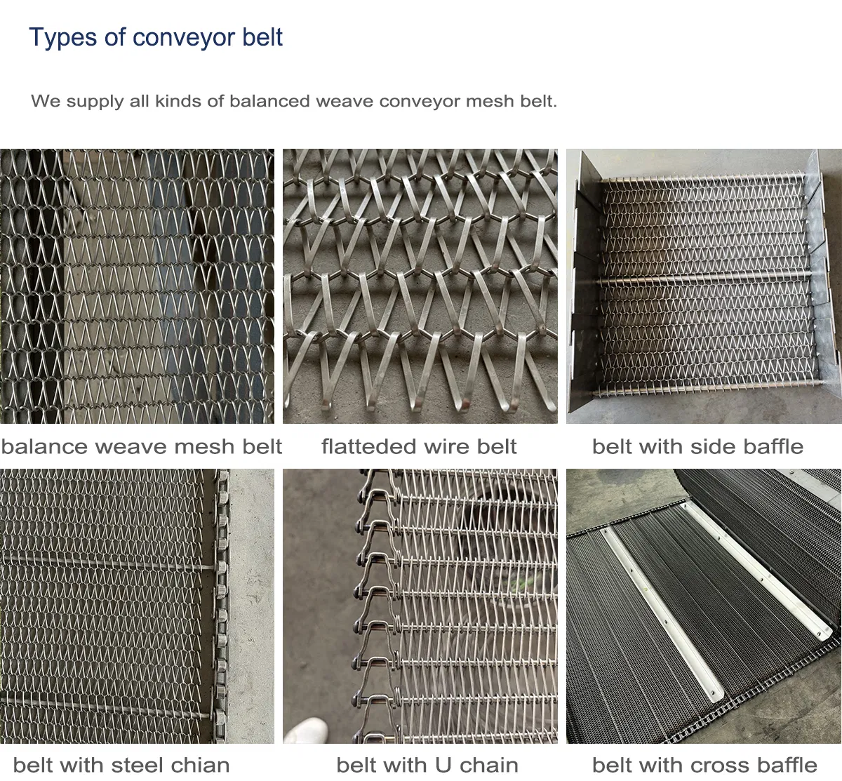 304 Stainless Steel Mesh Belt Chain Type Metal Chain Rod Driven Conveyor Belt with U Chain Sidewall
