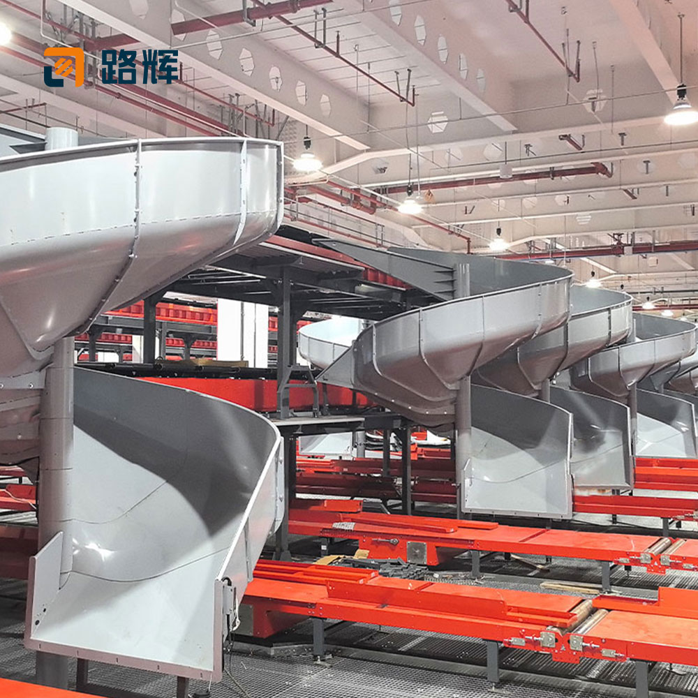 LUHUI Carbon Steel Modularization Spiral Chute Match Sorter Corrosion Resistance Gravity Spiral Conveyor for Airport