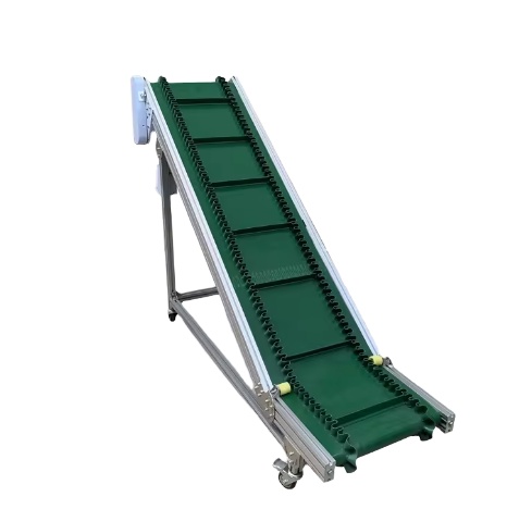 Hay Grain Loading Unloading Line Automatic Green PVC Cleated Belt Conveyors Aluminum Frame