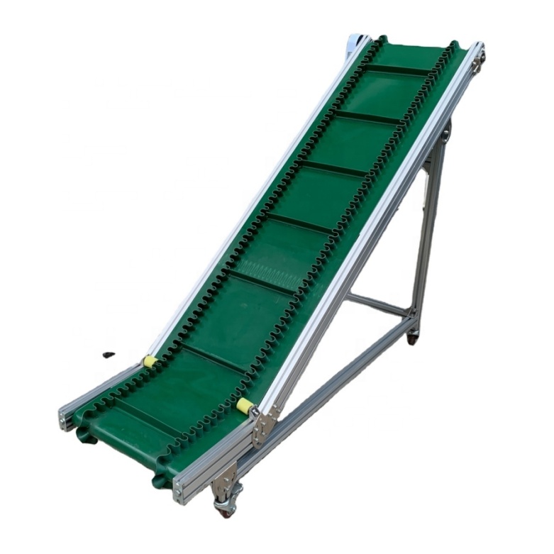 Hay Grain Loading Unloading Line Automatic Green PVC Cleated Belt Conveyors Aluminum Frame