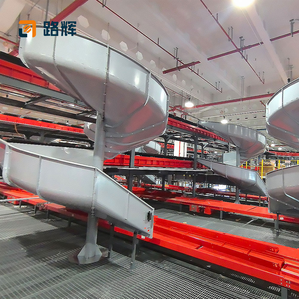 LUHUI Carbon Steel Modularization Spiral Chute Match Sorter Corrosion Resistance Gravity Spiral Conveyor for Airport