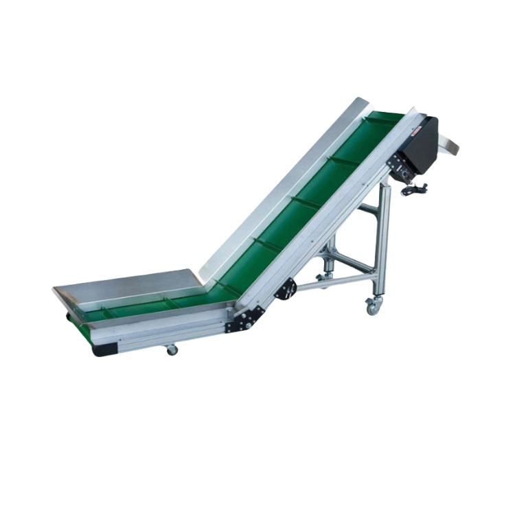 Moveable 120v 220v Green Lifter Climbing Pu Elevator Belt Conveyor with Scraper Cleated Belt for Potato Chips