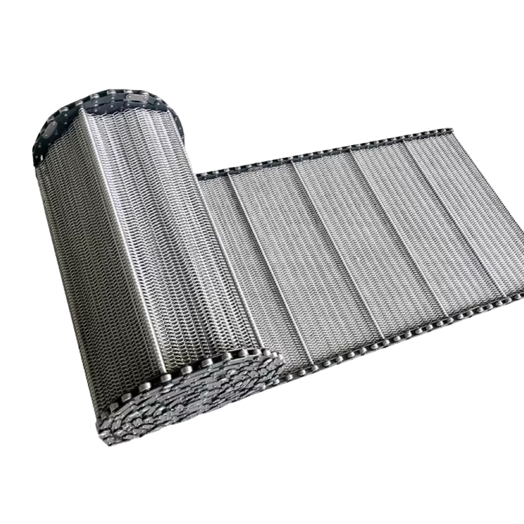 Food Grade Customized 45/90/180 Degree Curved Balanced Weave Double Spiral Wire Mesh Belt Turning Conveyor