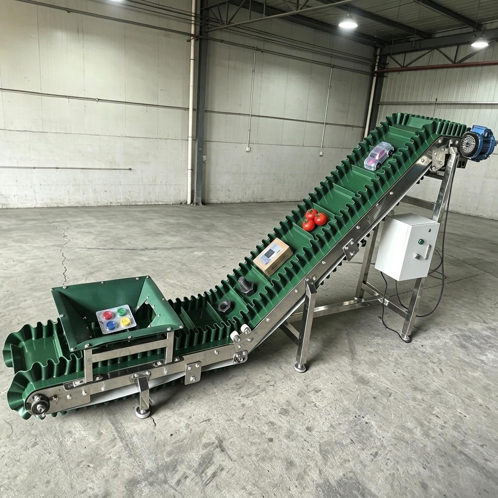 Z Type Inclined Conveyor Food Grade Convoyeur Cleat Sidewall Belt Stainless Steel Frame for Business Hotels Food Shops and More