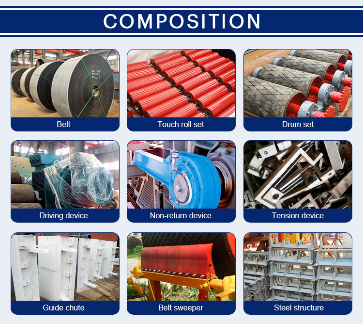 New Design Mine Rubber Belt Conveyor for Stone Crushing Line Factory Price