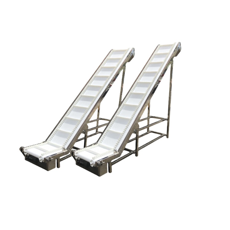 Moveable 120v 220v Green Lifter Climbing Pu Elevator Belt Conveyor with Scraper Cleated Belt for Potato Chips