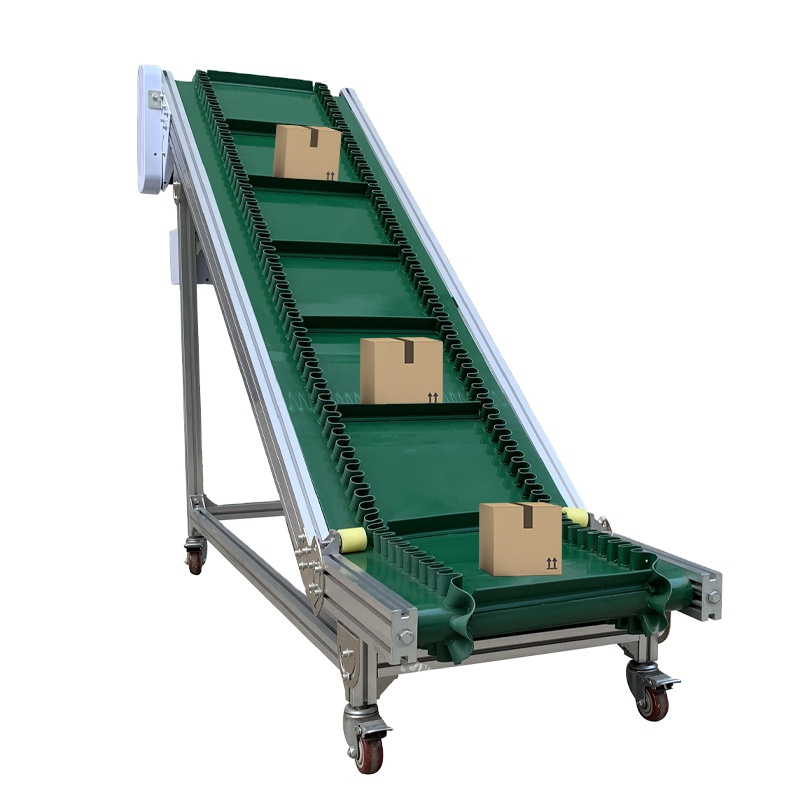 Hay Grain Loading Unloading Line Automatic Green PVC Cleated Belt Conveyors Aluminum Frame