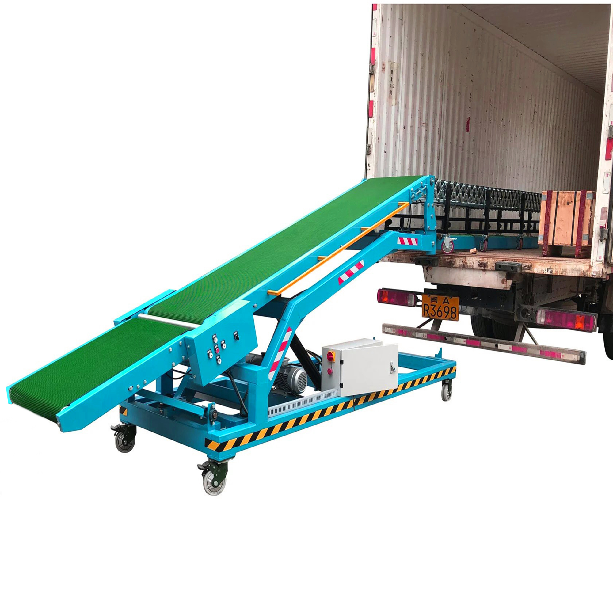Belt Conveyor Manufacturer of 50KG Rice Bag Truck Loading &amp; Unloading Telescopic Conveyor Container Unloading System