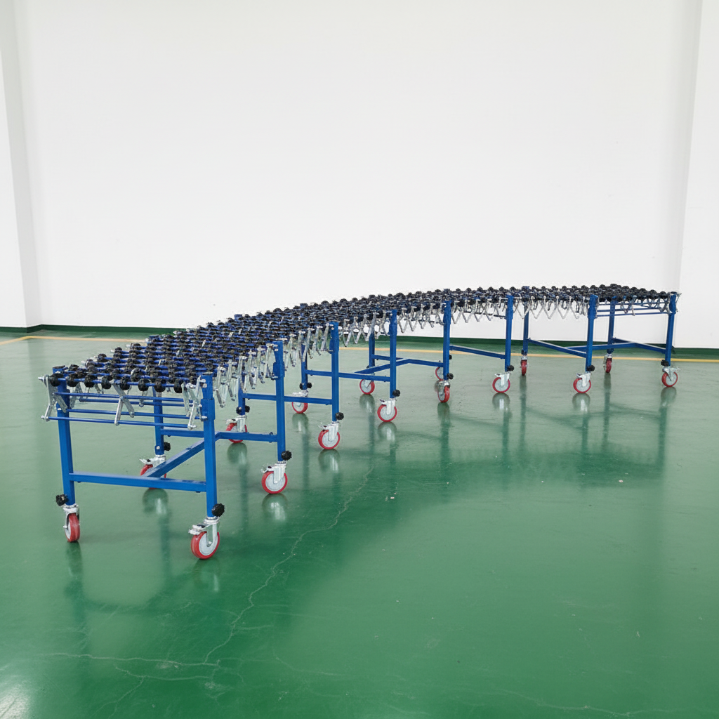 Fruit Box Unloading Retractable Heavy-Duty Gravity Expandable Skate Wheel Conveyor For Truck