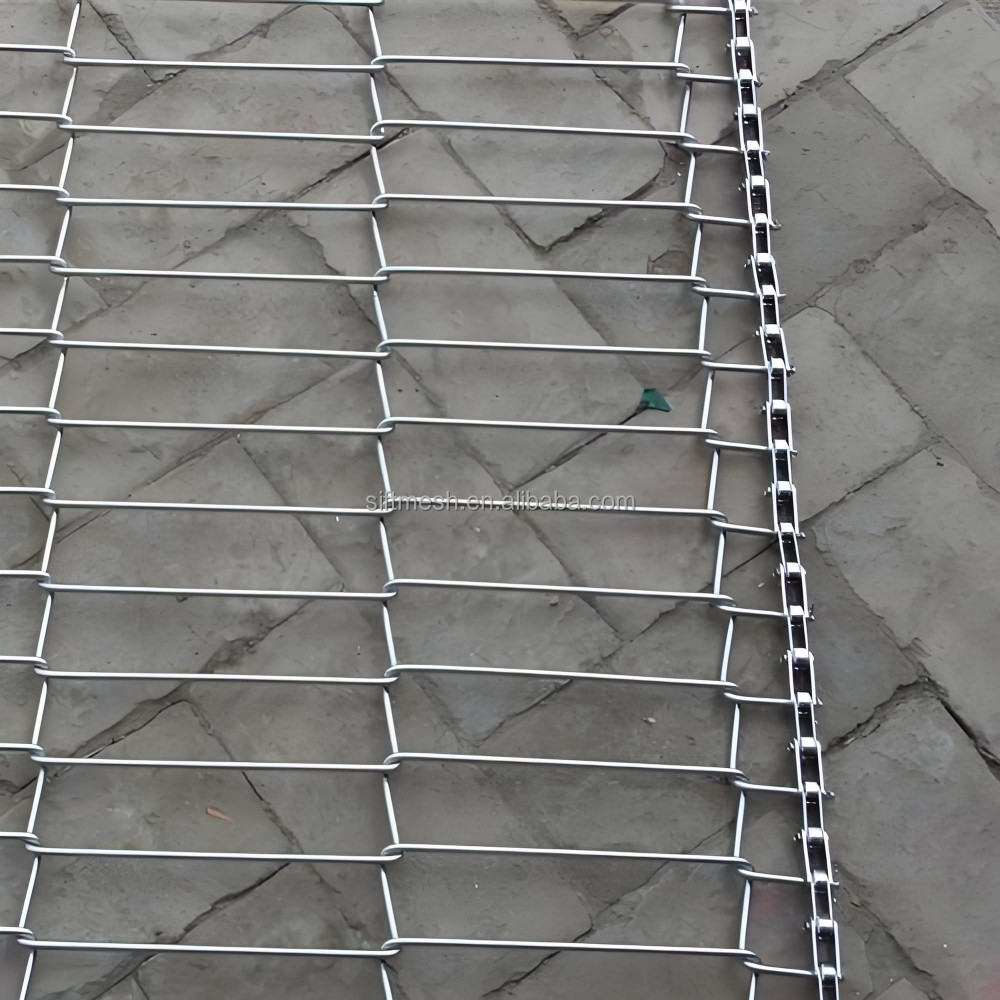 Custom Chain Driven Stainless Steel Wire Mesh Conveyor Belt High Temperature Metal Band Width 300 500 800mm