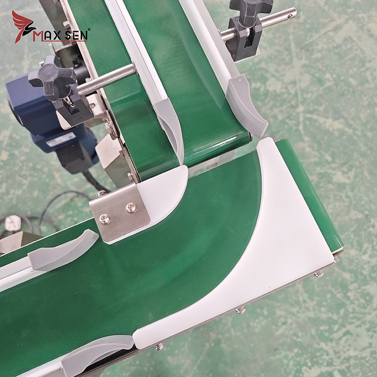 Maxsen Food Grade Pu Pvc Belt Conveyor 90 /180 Degree Stainless Steel Frame Conveyor System
