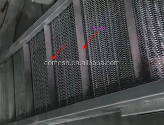Chain link spiral wire mesh belt with baffle