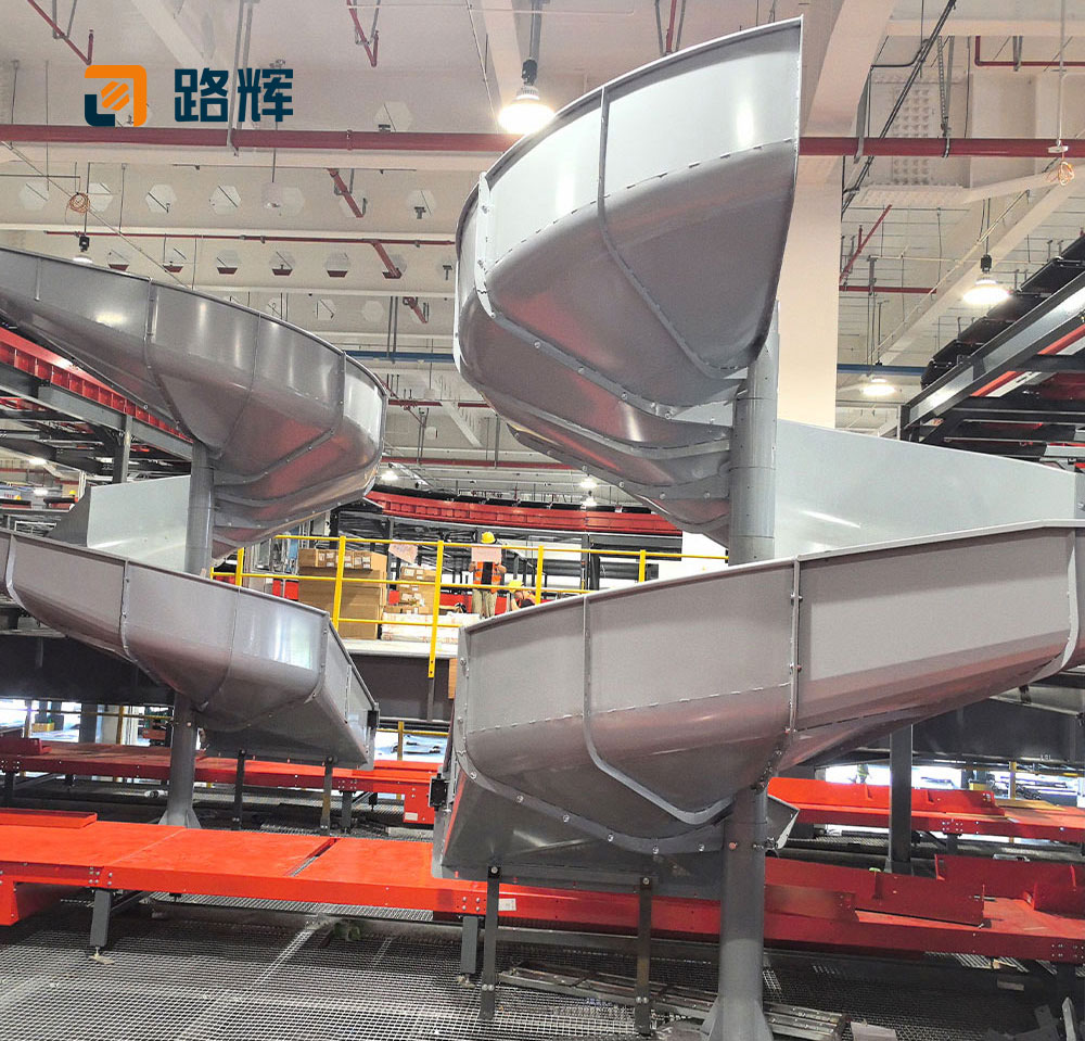 LUHUI Carbon Steel Modularization Spiral Chute Match Sorter Corrosion Resistance Gravity Spiral Conveyor for Airport
