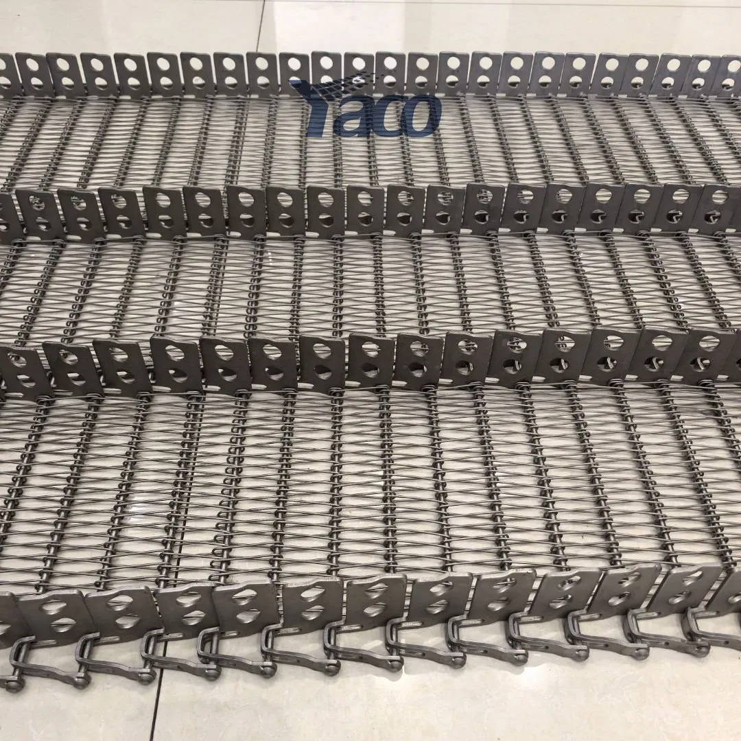 304 Stainless Steel Mesh Belt Chain Type Metal Chain Rod Driven Conveyor Belt with U Chain Sidewall