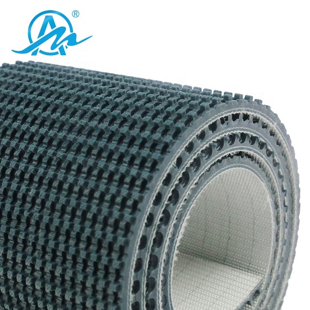 AIMAI Customized Hard Wearing Dark Green Rough Top Pvc Ribbed Conveyor Belt