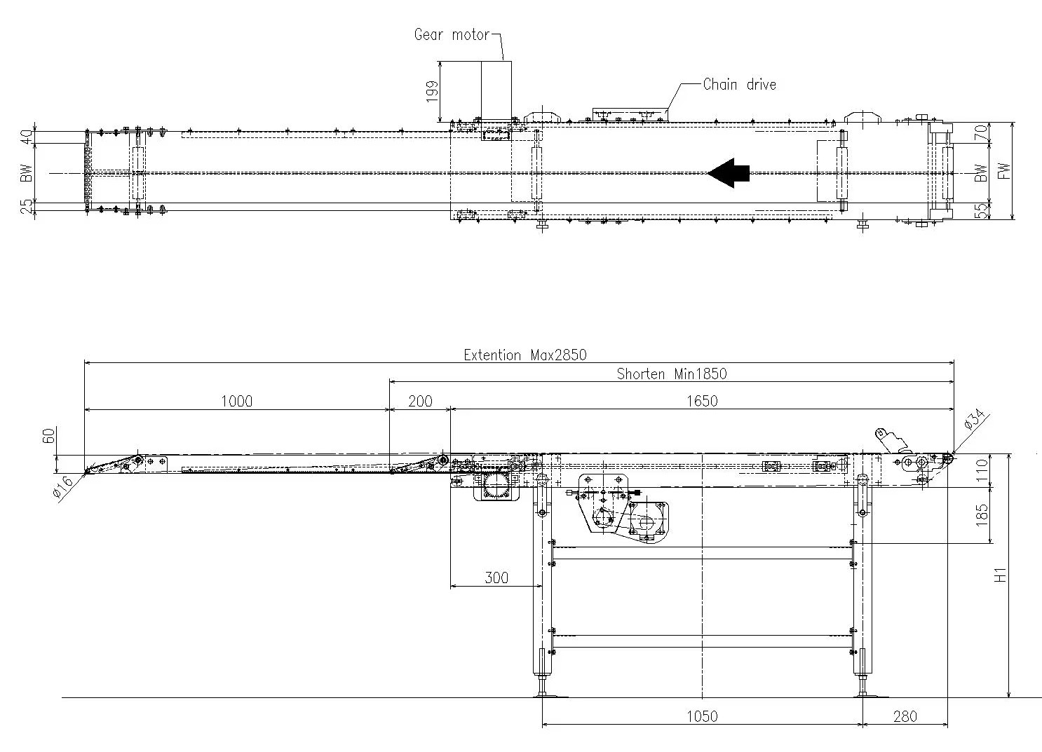 Automatic Telescopic Food Grade Stainless Steel Belt Conveyor Main View