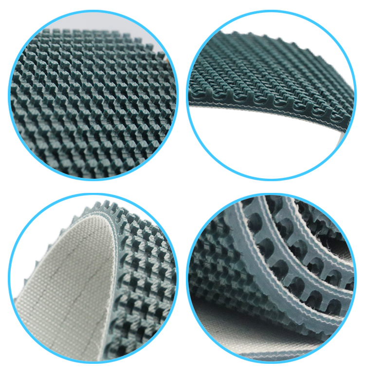 Rough Top PVC Ribbed Conveyor Belt Close Up View