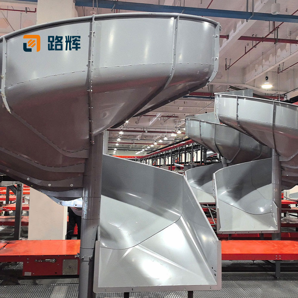 LUHUI Carbon Steel Modularization Spiral Chute Match Sorter Corrosion Resistance Gravity Spiral Conveyor for Airport