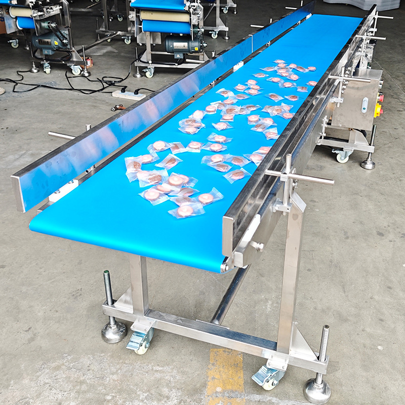 New Adjustable Anti-Bacterial Stainless Steel Food Horizontal Conveyor For Knife Edge Assembly Line With Heat Resistant Belt