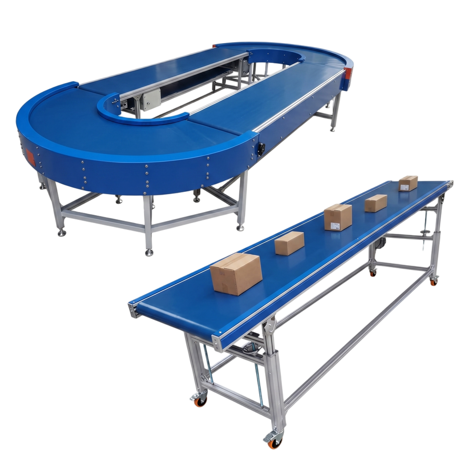 90 Degree Curved Belt Conveyor System - Modular Turning PVC Conveying Table for Airport Luggage and Postal Sorting