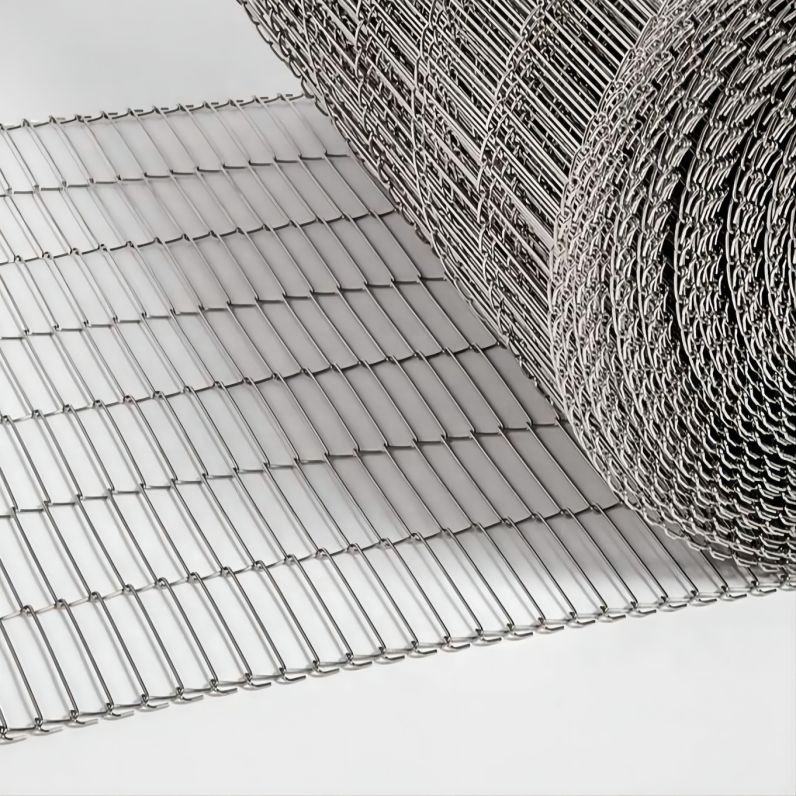 Food Grade Stainless Steel Ladder Wire Mesh Conveyor Belt Silvery White Screen Application Woven Plain Cutting Included