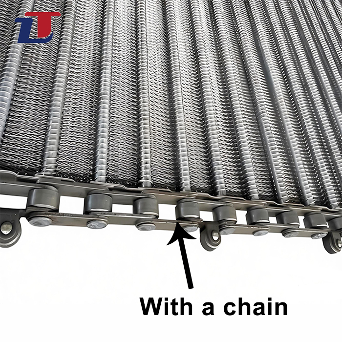 304 Food Grade Chain Metal Wire Mesh Heat Treatment Stainless Steel Double Spiral Conveyor Belt For Oven
