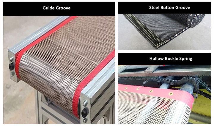 Double Weft High Temperature Resistant Ptfe 4X4Mm Mesh Conveyor Belt for Industrial Drying Equipment